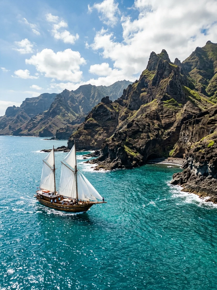 Sail Past Dramatic Coastal Ramparts in Sri Lanka